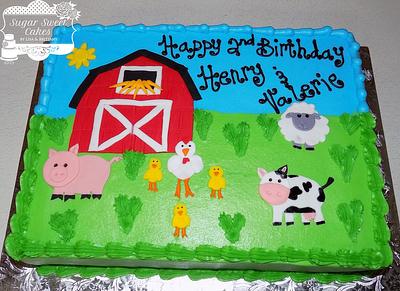 Barnyard For Twins - Cake by Sugar Sweet Cakes