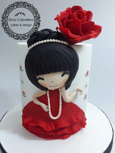 Young lady in red - Cake by Silvia Caballero