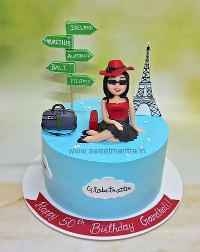 Travel theme cake for 50th birthday - Cake by Sweet Mantra Homemade Customized Cakes Pune