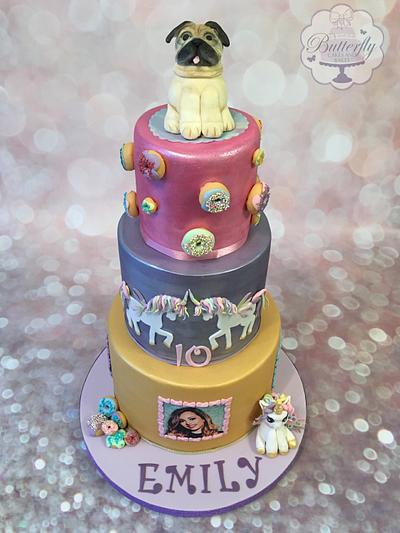 Unicorns, doughnuts, Little Mix and pugs.... - Cake by Butterfly Cakes and Bakes