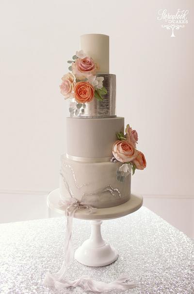Grey marbled wedding cake - Cake by StoreybookCakesUK