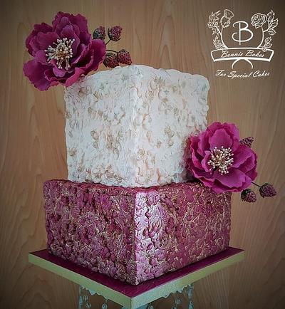 Bas Relief cake with sugar flowers - Cake by Bonnie Bakes UAE