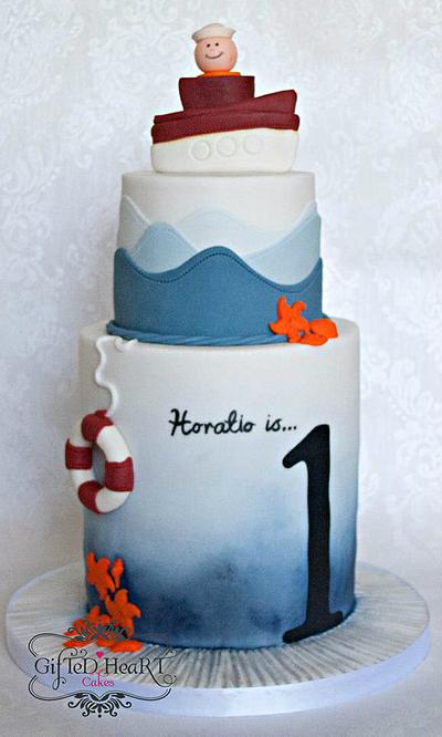 Boat themed 1st birthday cake - Cake by Emma Waddington - Gifted Heart Cakes