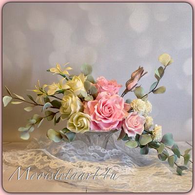 Romantic bridal bouquet of cold porselain... - Cake by Mooistetaart4u - Amanda Schreuder