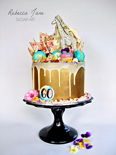 Gold giraffe drip cake - Cake by Rebecca Jane Sugar Art