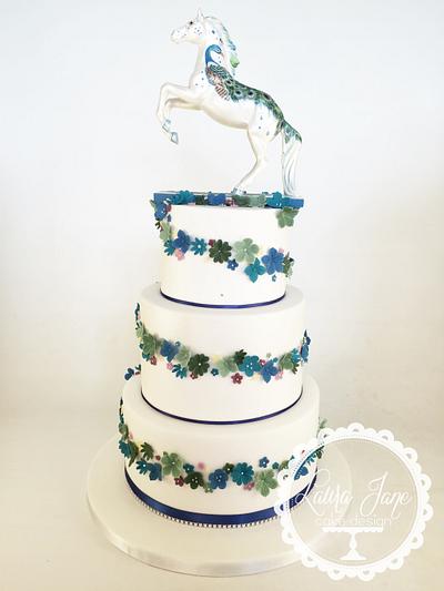 Wedding Cake - Peacock colour theme - Cake by Laura Davis