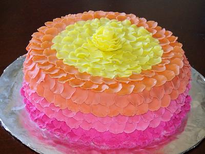 Rose Petal Rainbow Ombre Cake - Cake by Karissa