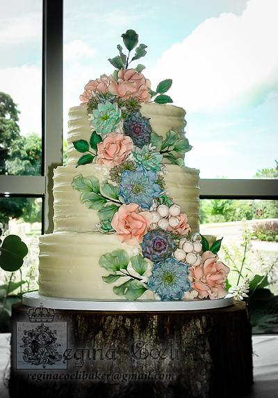 Rustic Roses and Succulents - Cake by Regina Coeli Baker
