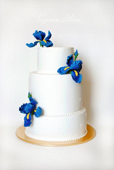 wedding cake with blue irises - Cake by Alina Vaganova