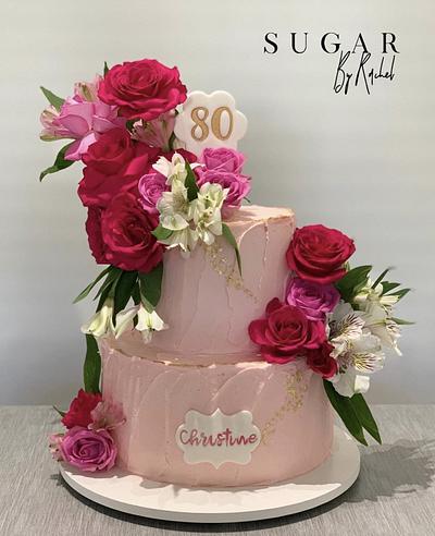 80th Floral Birthday Cake - Cake by Sugar by Rachel