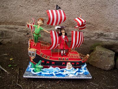 Peter Pan, captain Hook and his 3D Jolly Roger - Cake by Eliska