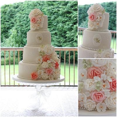 Orchid and Rose Cascade - Cake by TiersandTiaras