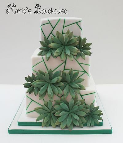 Succulent geometric wedding cake - Cake by Marie's Bakehouse