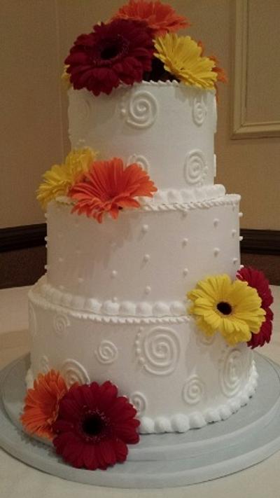 Fresh Gerbera Daisies with 'Velvet' Frosting - Cake by Sharon