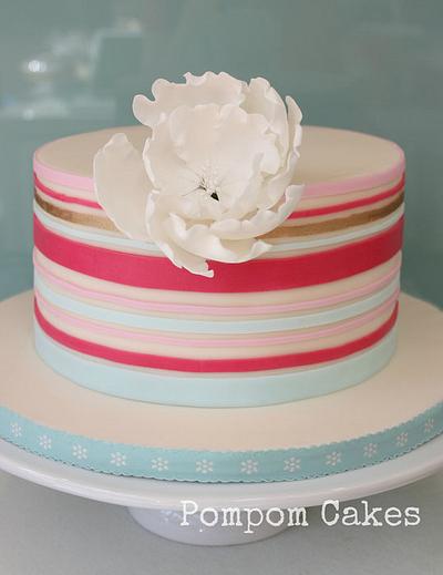 Peony and stripes - Cake by PompomCakes