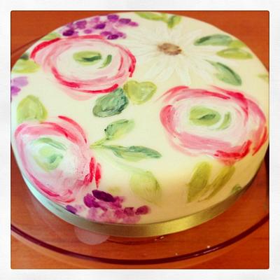 Hand painted flower cake  - Cake by MorleysMorishCakes