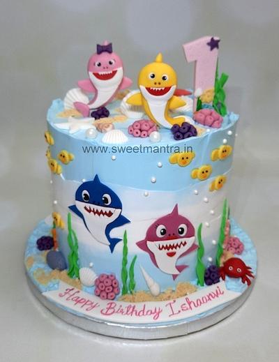 Baby Shark theme cake in cream - Cake by Sweet Mantra Homemade Customized Cakes Pune