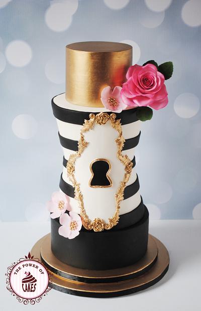 Black, White & Gold Cake - Cake by Power of Cakes