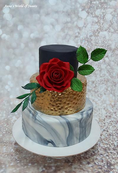 Marble, gold & black Cake  - Cake by Anna's World of Sweets 