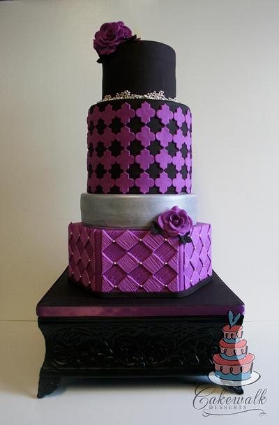 Purple and Black Wedding Cake - Cake by Heather
