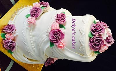 wedding cake with drapes and flowers - Cake by Dalya