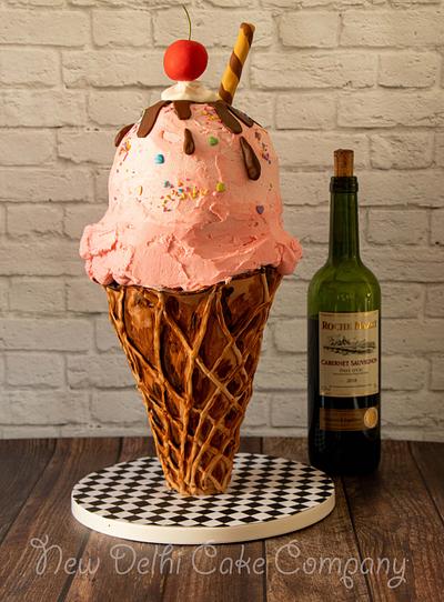 Ice Cream Cone Gravity Defying cake - Cake by Smita Maitra (New Delhi Cake Company)