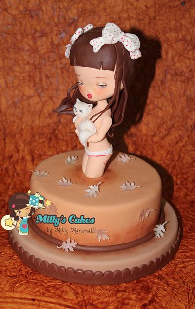 special little girl and her cat - Cake by MillyMarconato