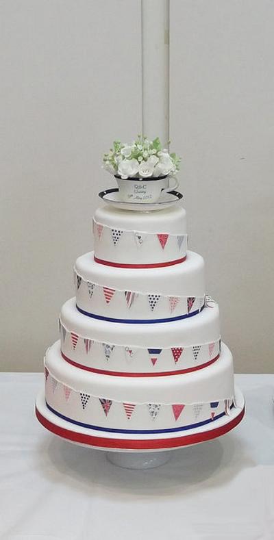 Bunting cake - Red, White & Blue - Cake by Jayne Worboys