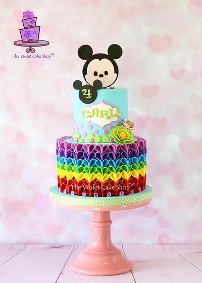 TSUM TSUM MICKEY with RAINBOW V-Petal Ruffles - Cake by Violet - The Violet Cake Shop™