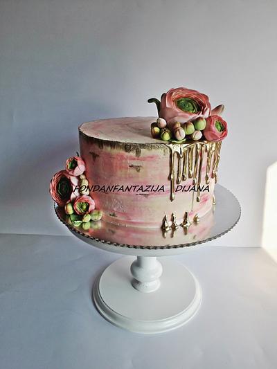 Ranunculus cake - Cake by Fondantfantasy