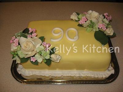 Floral 90th birthday cake - Cake by Kelly Stevens