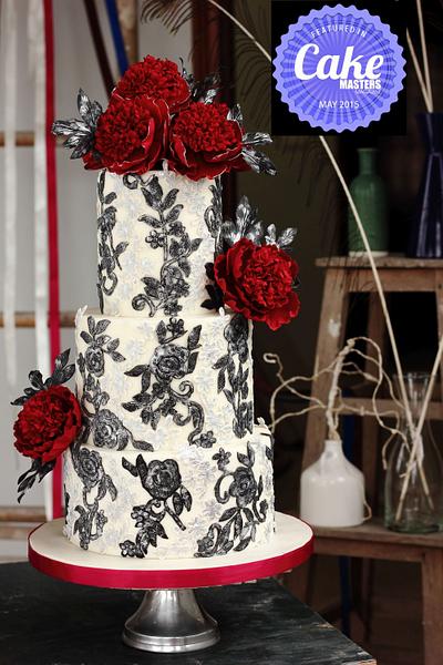 RED CHARM PEONY  WEDDING CAKE - Cake by Jessica MV
