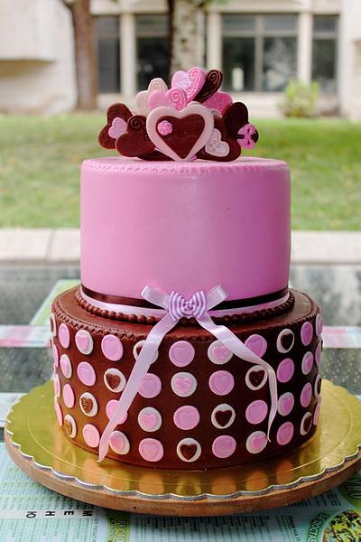 Heart themed birthday cake - Cake by laskova