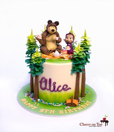 Mash and Bear Cake 🥳👧🐻🌲 - Cake by Cherry on Top Cakes