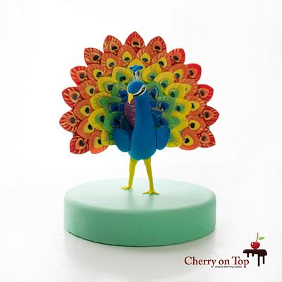 Rainbow peacock cake topper  - Cake by Cherry on Top Cakes