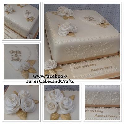 Golden Wedding Anniversary Cake - Cake by JulieCraggs