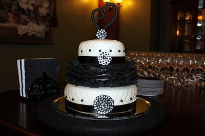 Black and White Engagement Party - Cake by Covered In Sugar