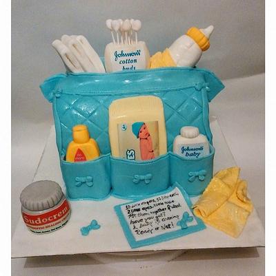 changing bag with baby products - Cake by Cake Wonderland
