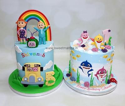 Cocomelon and Baby Shark cake for kids birthday - Cake by Sweet Mantra - Custom/Theme cake studio