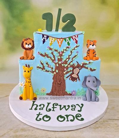 Animals theme half birthday cake - Cake by Sweet Mantra Homemade Customized Cakes Pune