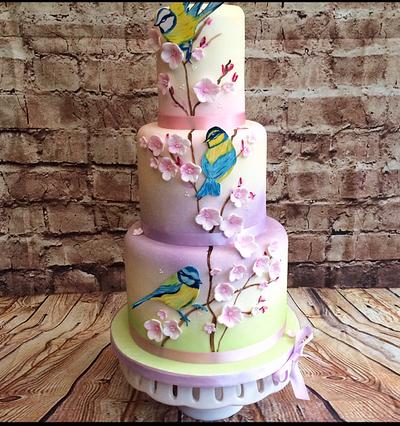 Hand painted birds  - Cake by Jollyjilly