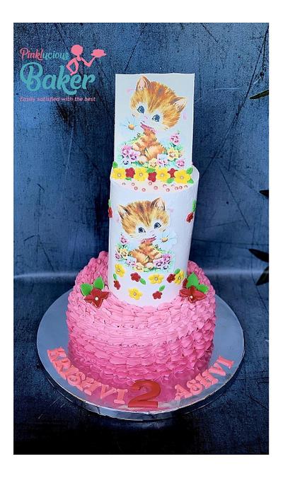 Whipped cream cat cake  - Cake by Pinkle 