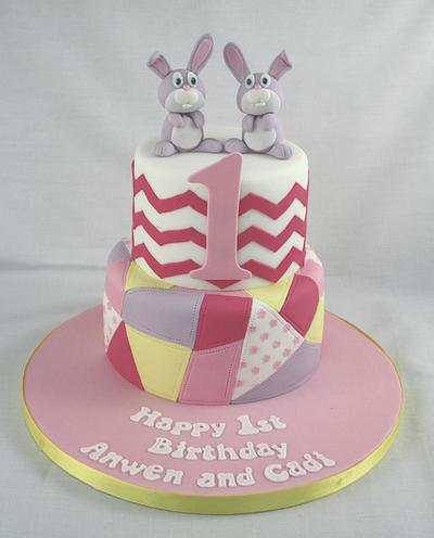 Joint 1st birthday chevron cake - Cake by The Cake Cwtch