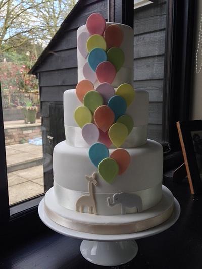 Balloons Christening Cake - Cake by BeaisforBaking