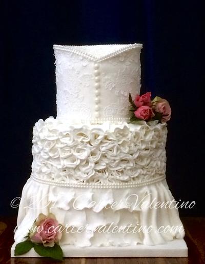 Ruffles drapes and wedding gown - Cake by Carter Valentino Ltd