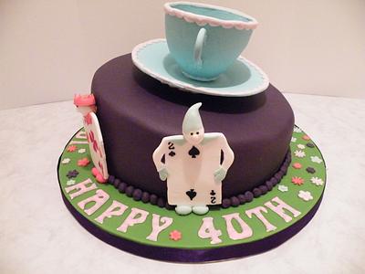Alice in Wonderland themed 40th birthday cake - Cake by SugarLady