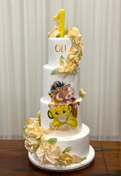Handpainted Lion King 1st birthday cake - Cake by  Sue Deeble