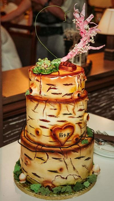 Birch tree wedding cake  - Cake by Kremena Boteva