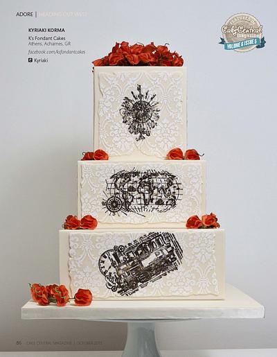''Heading Out West'' Wedding Cake - Cake by K's fondant Cakes