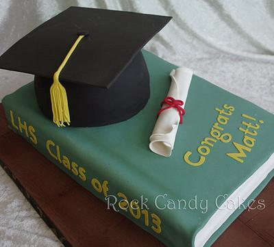 Graduation Hat & Book - Cake by Rock Candy Cakes